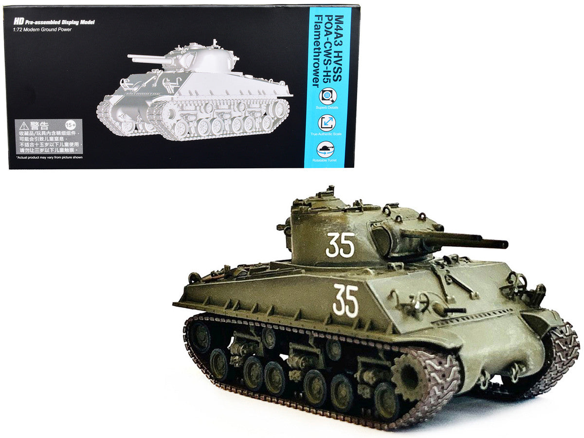 United States M4A3 HVSS POA-CWS-H5 Flamethrower Tank Olive Drab #35 "Hawaii" (1951) "NEO Dragon Armor" Series 1/72 Plastic Model by Dragon Models by Dragon Models