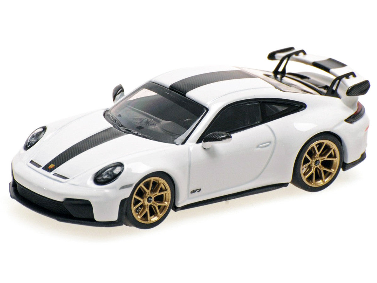 2025 Porsche 911 (992.2) GT3 Weissach Package White with Carbon Stripe Limited Edition to 240 pieces Worldwide 1/64 Diecast Model Car by Minichamps by Minichamps