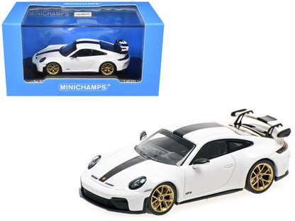 2025 Porsche 911 (992.2) GT3 Weissach Package White with Carbon Stripe Limited Edition to 240 pieces Worldwide 1/64 Diecast Model Car by Minichamps by Minichamps