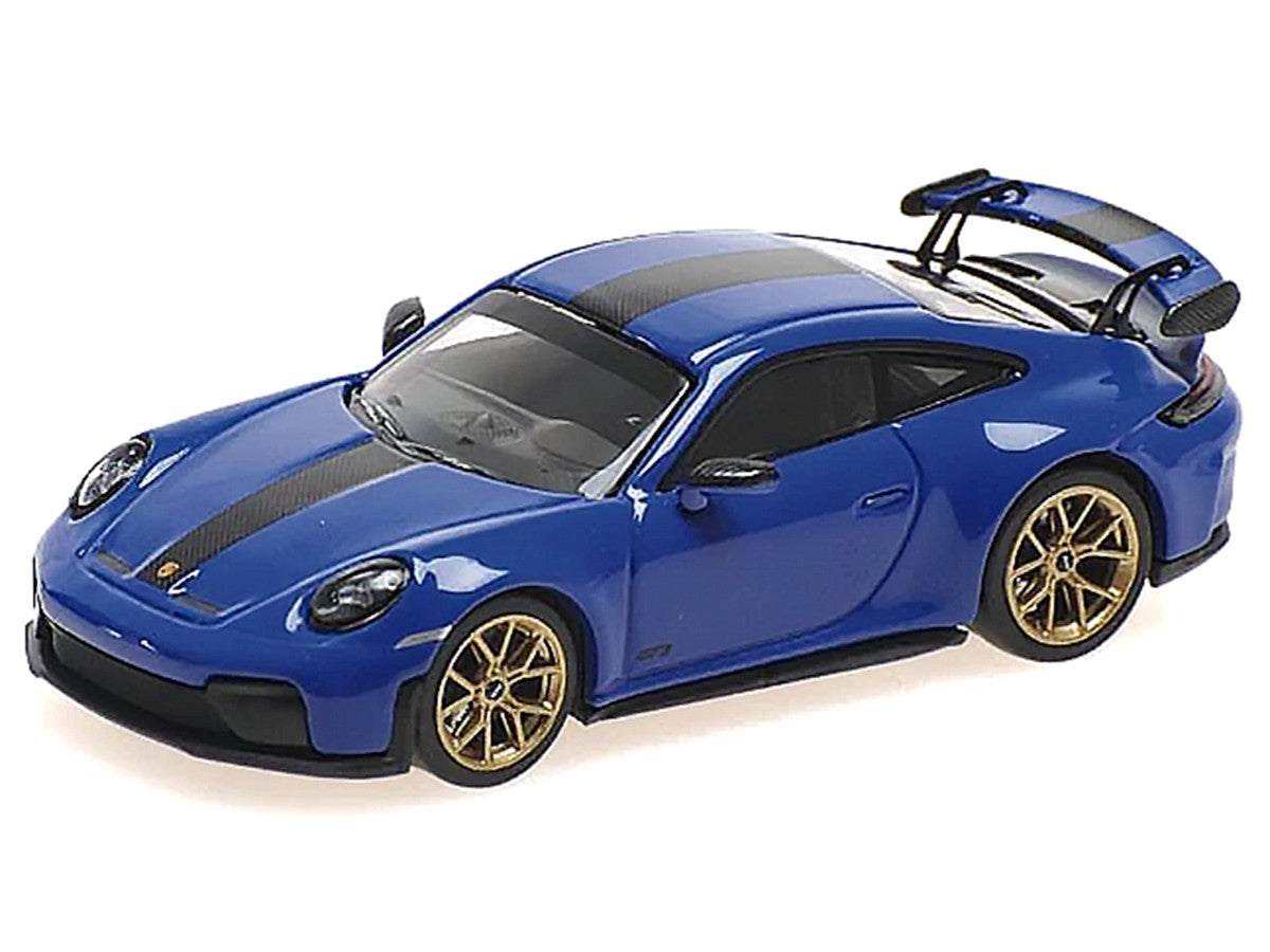 2025 Porsche 911 (992.2) GT3 Weissach Package Blue with Carbon Stripe Limited Edition to 240 pieces Worldwide 1/64 Diecast Model Car by Minichamps by Minichamps