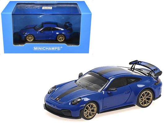 2025 Porsche 911 (992.2) GT3 Weissach Package Blue with Carbon Stripe Limited Edition to 240 pieces Worldwide 1/64 Diecast Model Car by Minichamps by Minichamps