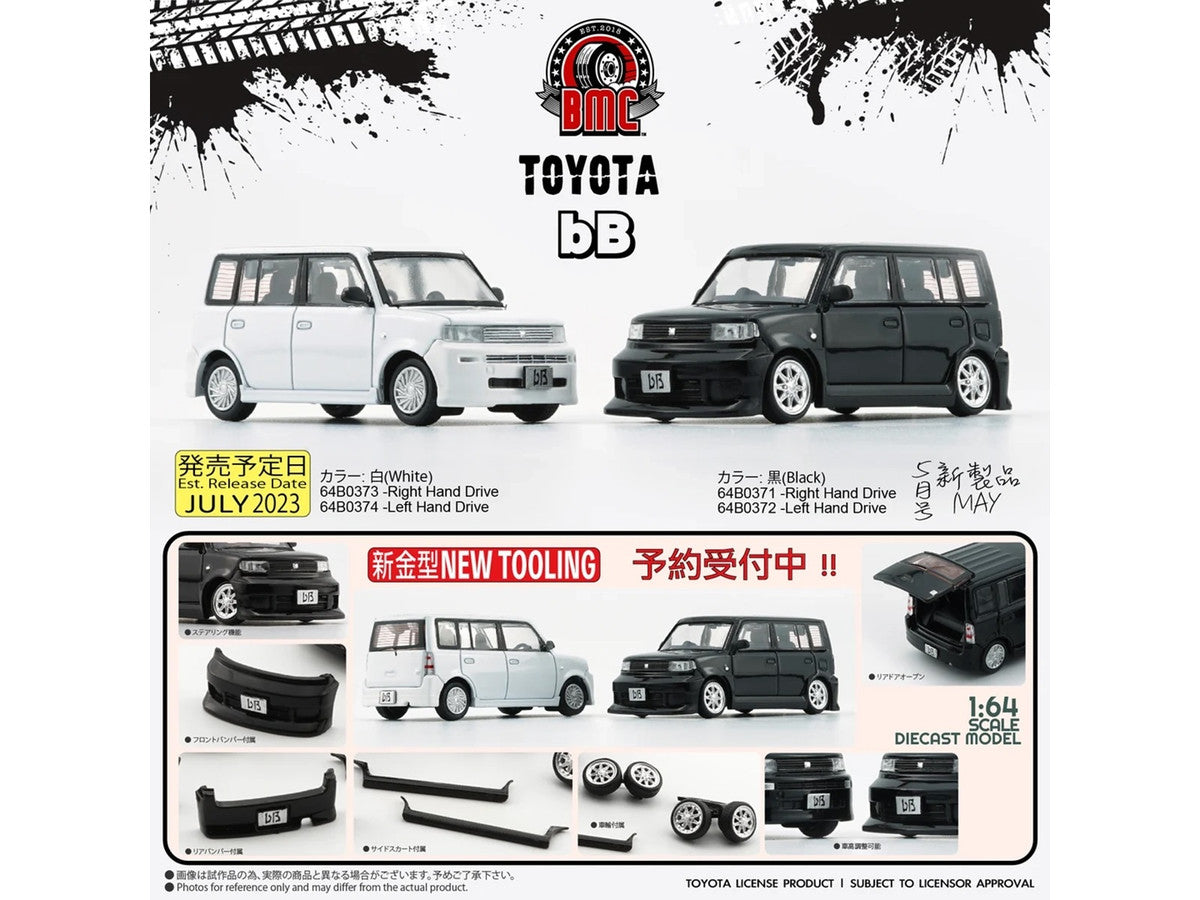 Toyota bB 2000 Van Black with Extra Accessories 1/64 Diecast Model Car by BM Creations by BM Creations