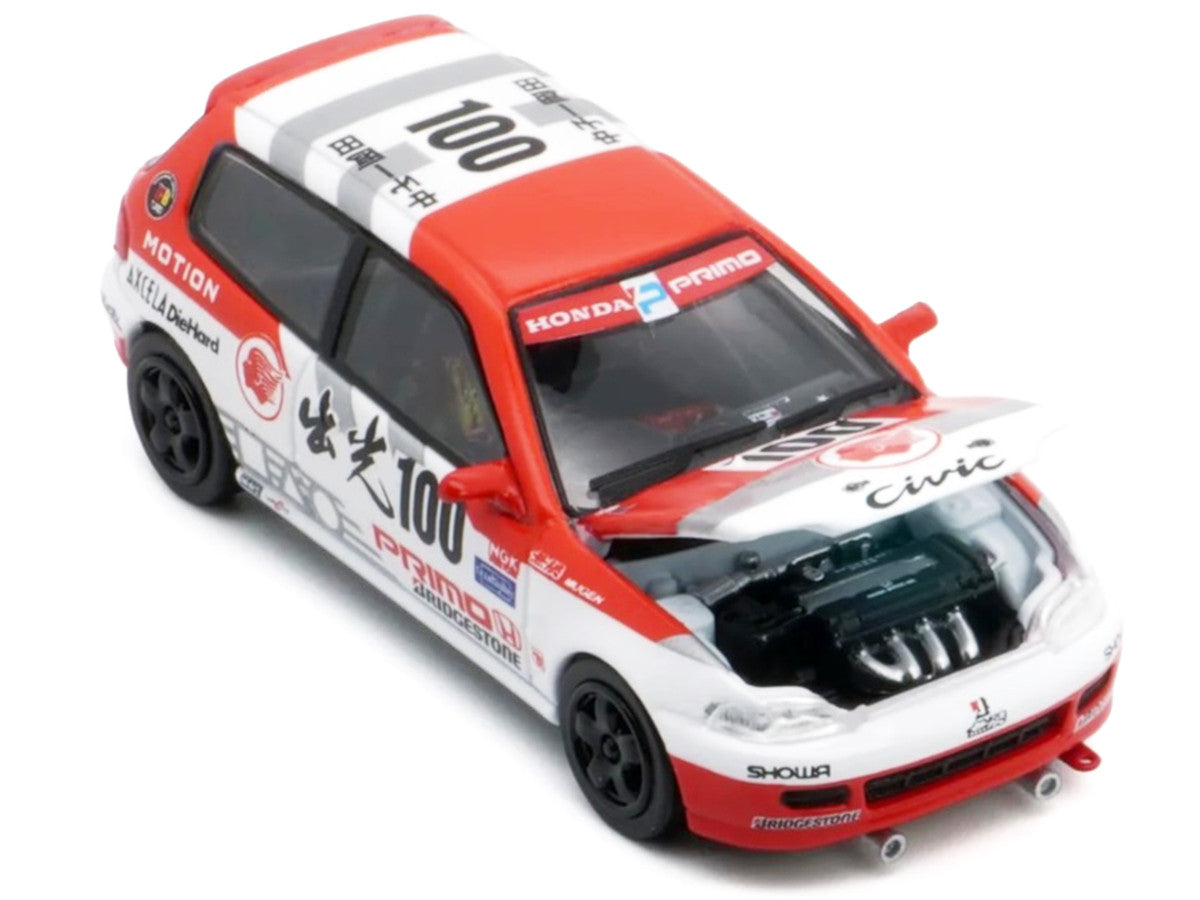 Honda Civic EG6 RHD (Right Hand Drive) #100 Osamu Nakako - Hideki Okada "Mugen Honda" "Japanese Touring Car Championship" (1993) 1/64 Diecast Model Car by BM Creations by BM Creations