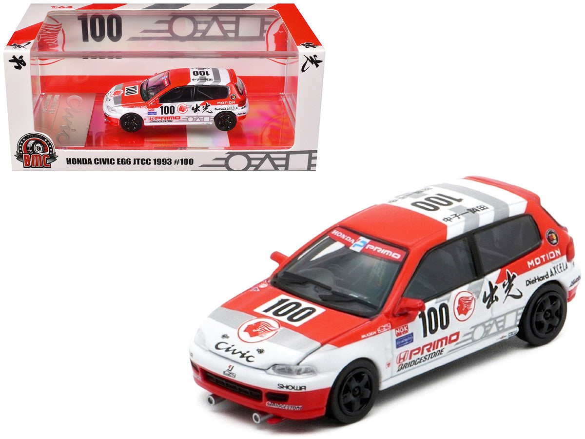 Honda Civic EG6 RHD (Right Hand Drive) #100 Osamu Nakako - Hideki Okada "Mugen Honda" "Japanese Touring Car Championship" (1993) 1/64 Diecast Model Car by BM Creations by BM Creations