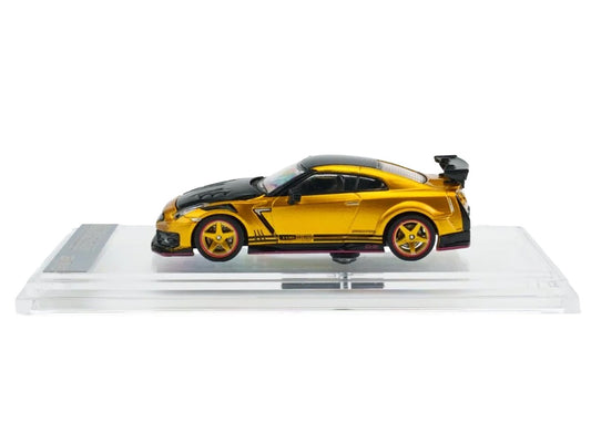 Nissan "Top Secret" GT-R (R35) RHD (Right Hand Drive) Gold Metallic with Carbon Hood and Top "Tokyo Auto Salon 2026" 1/64 Diecast Model Car by BM Creations by BM Creations
