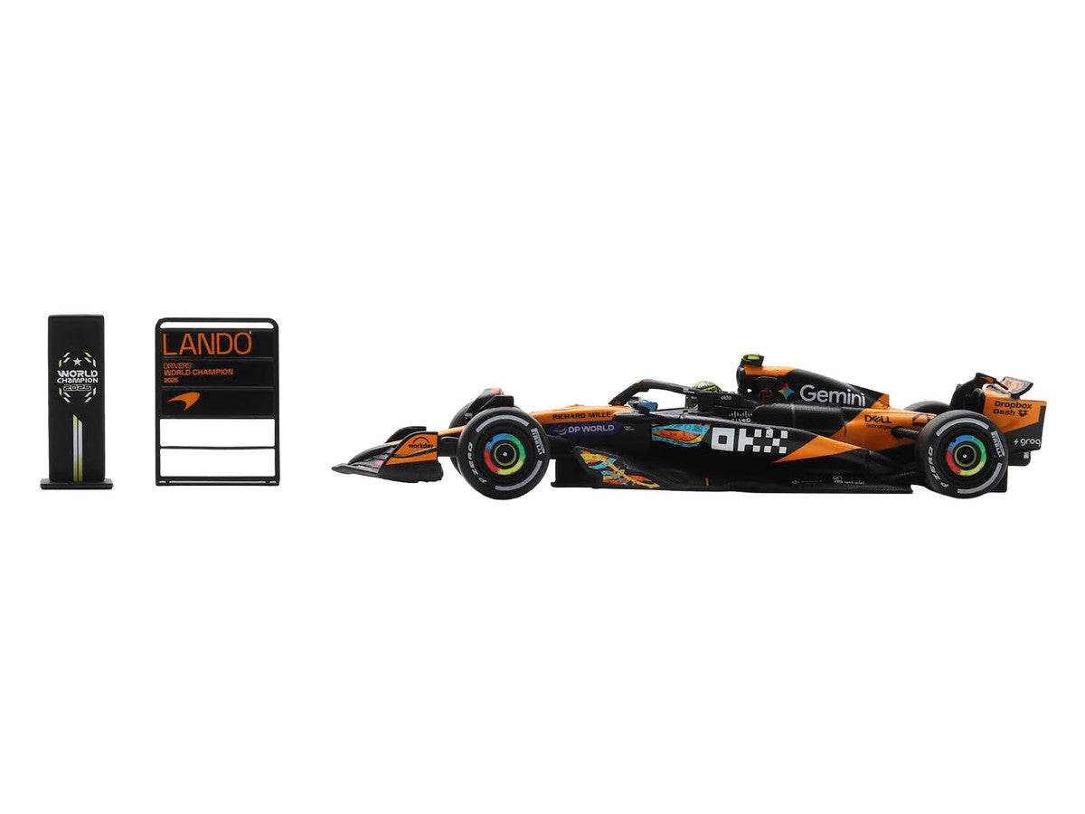 McLaren MCL39 #4 Lando Norris 3rd Place Formula One F1 "Abu Dhabi GP GP" (2025) "Drivers' World Champion 2025" with Pit Board 1/64 Model Car by Spark by Spark