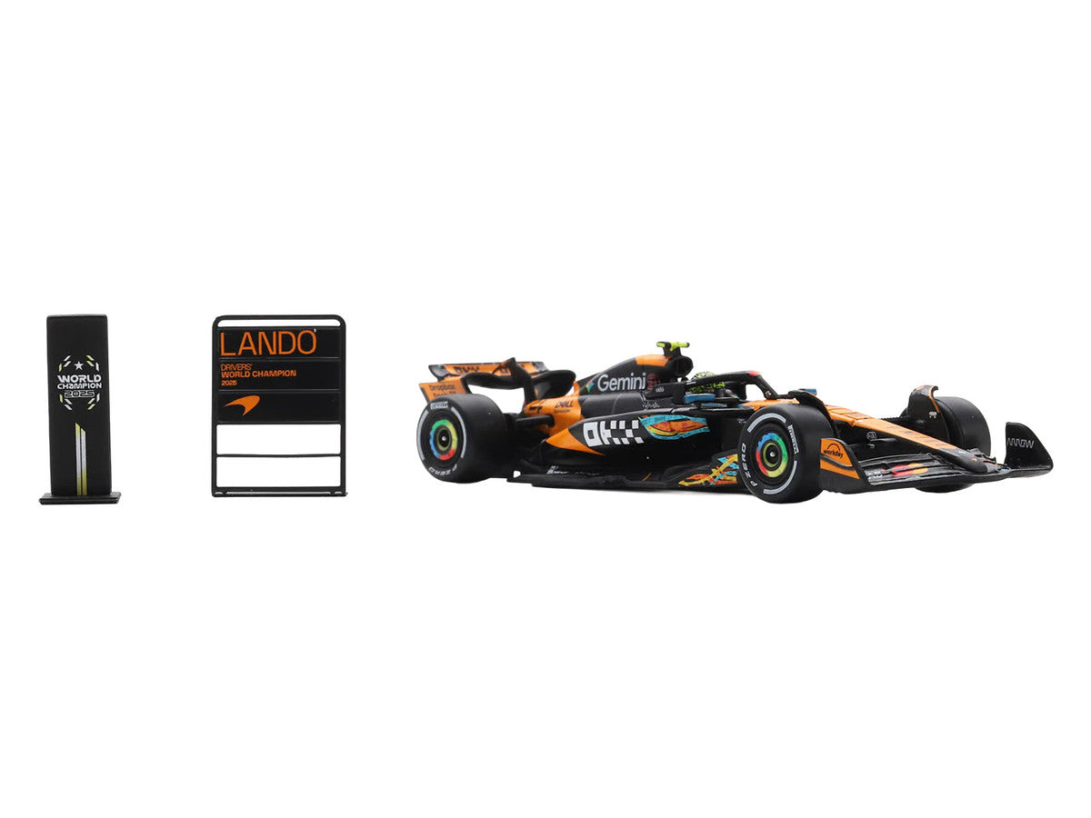 McLaren MCL39 #4 Lando Norris 3rd Place Formula One F1 "Abu Dhabi GP GP" (2025) "Drivers' World Champion 2025" with Pit Board 1/64 Model Car by Spark by Spark