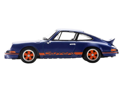 1973 Porsche 911 RS 2.7 Blue with Orange Stripes 1/64 Model Car by Spark by Spark