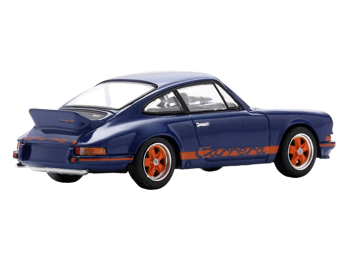 1973 Porsche 911 RS 2.7 Blue with Orange Stripes 1/64 Model Car by Spark by Spark