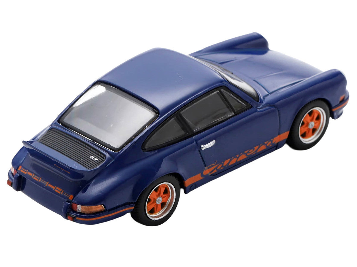 1973 Porsche 911 RS 2.7 Blue with Orange Stripes 1/64 Model Car by Spark by Spark