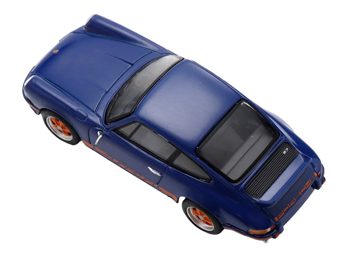 1973 Porsche 911 RS 2.7 Blue with Orange Stripes 1/64 Model Car by Spark by Spark