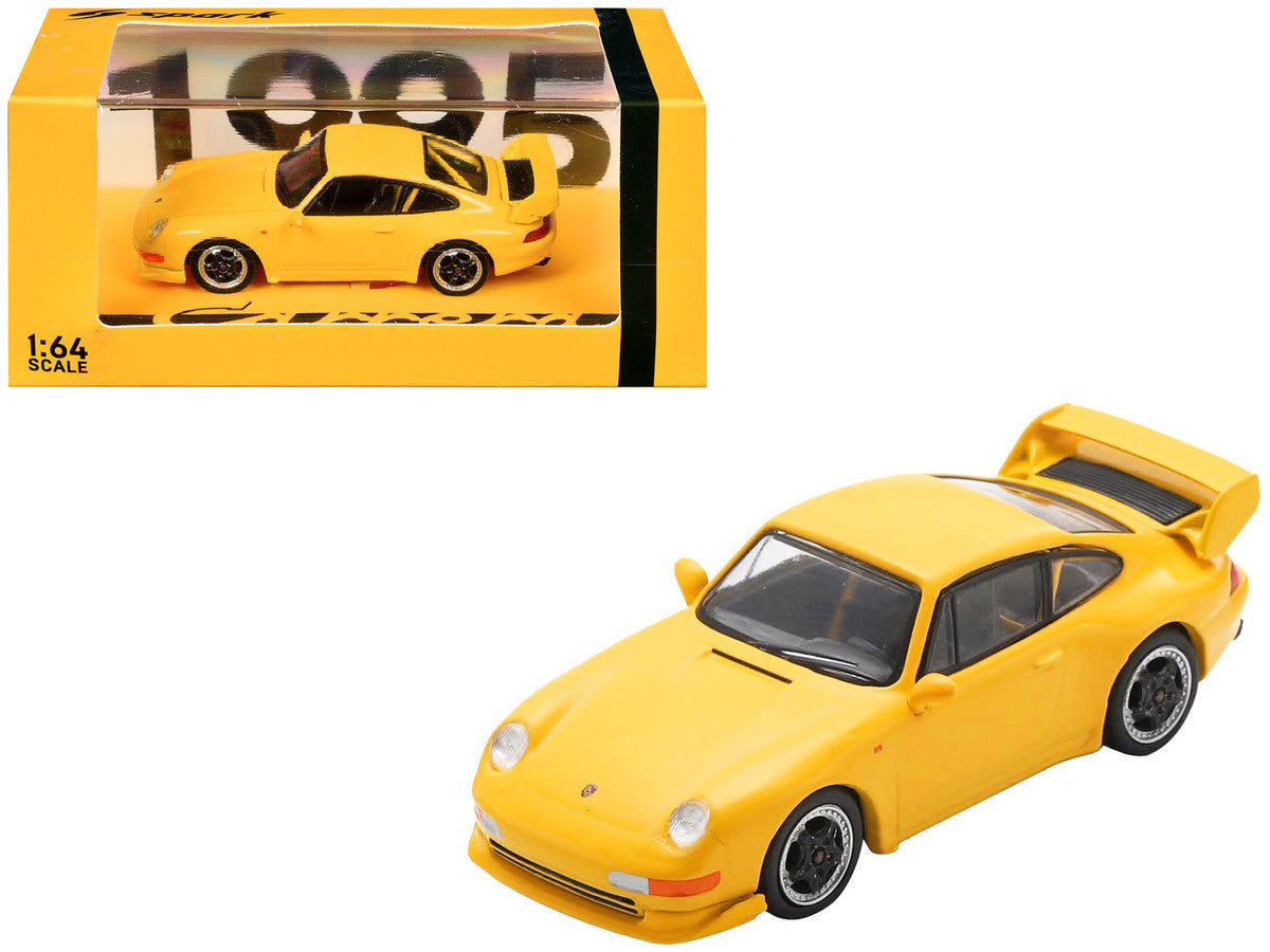 1995 Porsche 911 Carrera RS 3.8 Yellow 1/64 Model Car by Spark by Spark