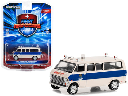 1969 Ford Econoline Ambulance Beige with Blue Stripes "Ontario Hospital Services Commission Ontario Canada" "First Responders" Series 1 1/64 Diecast Model Car by Greenlight by Greenlight