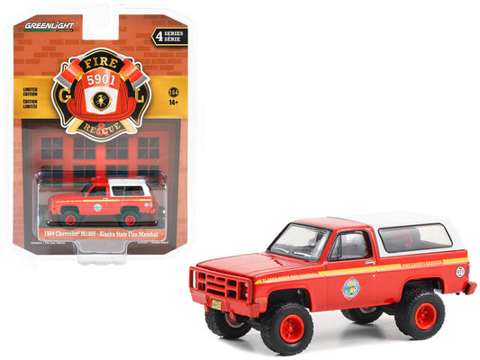 1984 Chevrolet M1009 Red with White Camper Shell "Alaska State Fire Marshal" "Fire & Rescue" Series 4 1/64 Diecast Model Car by Greenlight by Greenlight