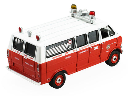 1969 Ford Econoline Ambulance "Los Angeles Fire Department" Red and White "Fire & Rescue" Series #5 1/64 Diecast Model Car by Greenlight by Greenlight