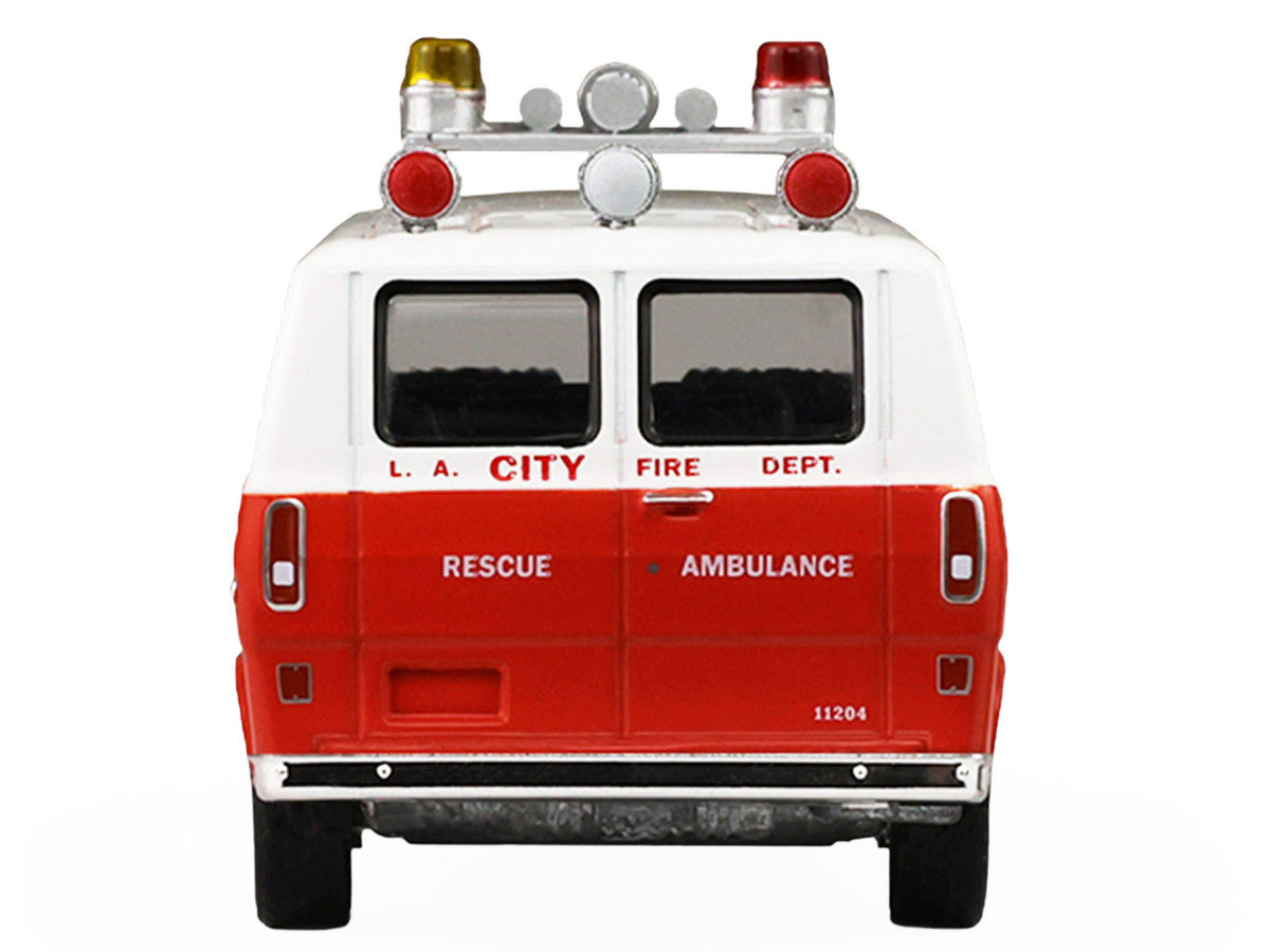 1969 Ford Econoline Ambulance "Los Angeles Fire Department" Red and White "Fire & Rescue" Series #5 1/64 Diecast Model Car by Greenlight by Greenlight