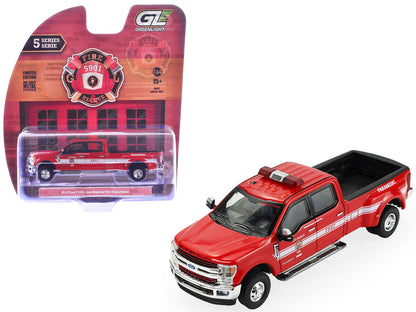 2018 Ford F-350 Pickup Truck "Los Angeles Fire Department" Red with White Stripes "Fire & Rescue" Series #5 1/64 Diecast Model Car by Greenlight by Greenlight