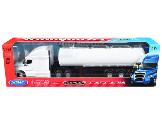 Freightliner Cascadia Oil Tanker Plain White "Transporter" Series 1/64 Diecast Model by Welly by Welly
