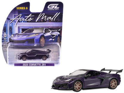 2025 Chevrolet Corvette ZR1 Hysteria Purple Metallic with Carbon Top "Auto Mall" Series 8 1/64 Diecast Model Car by Greenlight by Greenlight