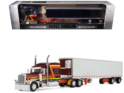 Peterbilt 389 Pride-N-Class with 70" Mid-Roof Sleeper and 53' Utility Trailer with Reefer "Hurricane Express" Brown with Stripes "Big Rigs" Series II #4 1/64 Diecast Model by DCP/First Gear-2