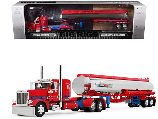 Peterbilt 389 with 36" Flat Top Sleeper and Heil Fuel Tank Trailer "Sancken Custom Truck by Amcan" Red "Big Rigs" Series II #3 1/64 Diecast Model by DCP/First Gear by First Gear