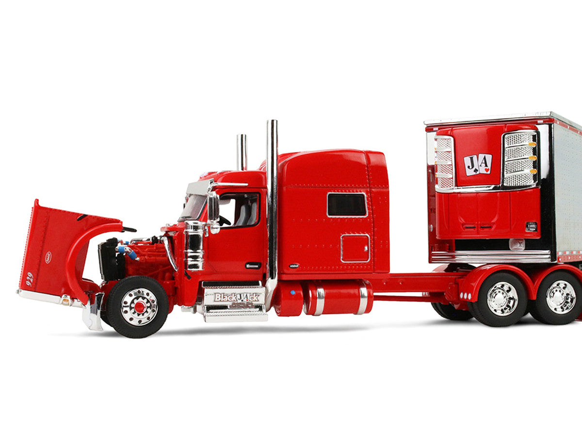 Peterbilt 589 with 78" Mid-Roof Sleeper and 53' Utility Trailer with Reefer "Blackjack Express LLC" Red "Big Rigs" Series II #6 1/64 Diecast Model by DCP/First Gear by First Gear