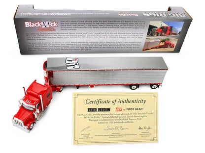 Peterbilt 589 with 78" Mid-Roof Sleeper and 53' Utility Trailer with Reefer "Blackjack Express LLC" Red "Big Rigs" Series II #6 1/64 Diecast Model by DCP/First Gear by First Gear