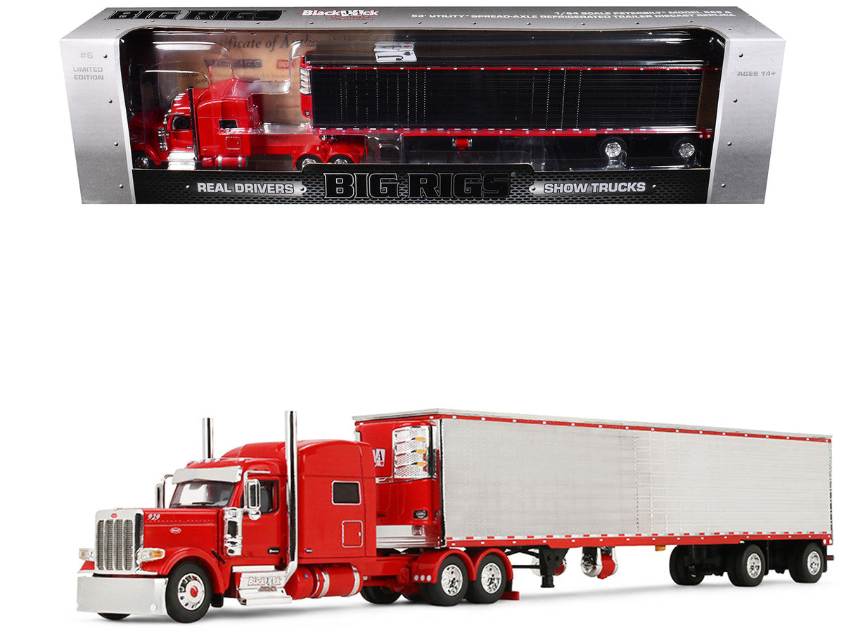 Peterbilt 589 with 78" Mid-Roof Sleeper and 53' Utility Trailer with Reefer "Blackjack Express LLC" Red "Big Rigs" Series II #6 1/64 Diecast Model by DCP/First Gear by First Gear