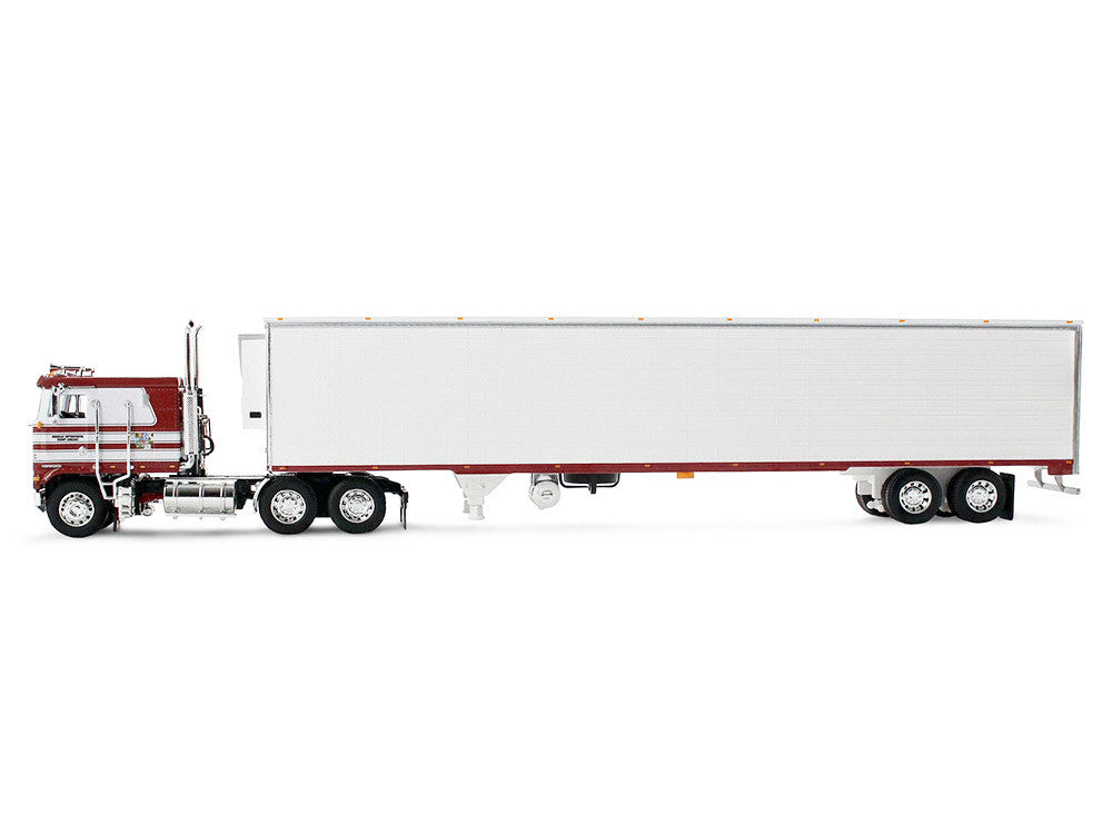 Kenworth K100 COE Flat Top and 53' Utility Trailer with Reefer "Red's Favorites - Jim Skrinar" Red with White Stripes 1/64 Diecast Model by DCP/First Gear by First Gear