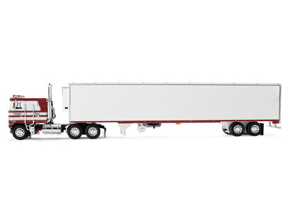 Kenworth K100 COE Flat Top and 53' Utility Trailer with Reefer "Red's Favorites - Jim Skrinar" Red with White Stripes 1/64 Diecast Model by DCP/First Gear by First Gear