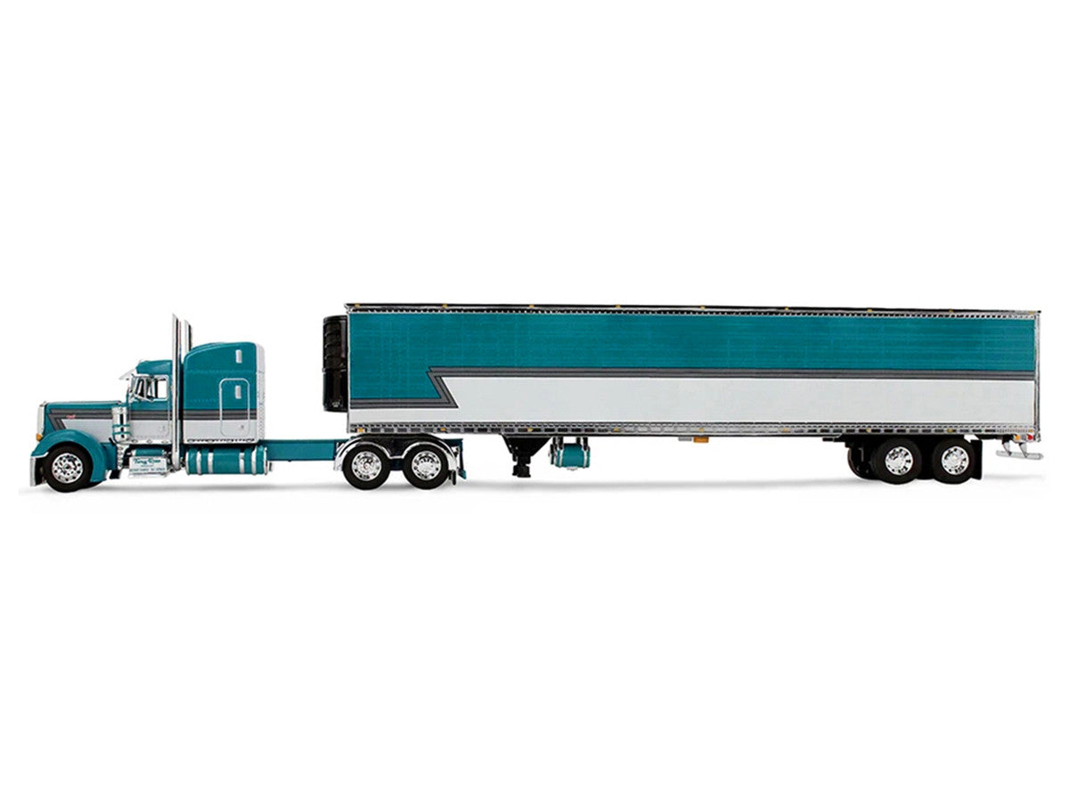 Peterbilt 379 with 63" Mid-Roof Sleeper and 53' Utility Trailer with Reefer "Tway Rose Transport" Teal and White with Stripes "Big Rigs" Series II #5 1/64 Diecast Model by DCP/First Gear-1
