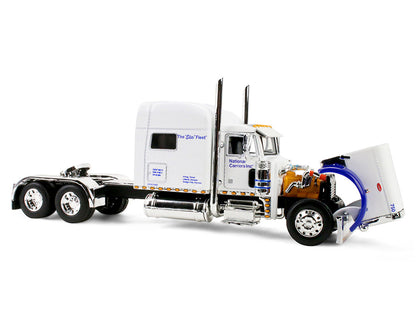 Peterbilt 379 with 70" Mid-Roof Sleeper and Wilson Silverstar Livestock Trailer "National Carriers" White "Legacy Series #5" 1/64 Diecast Model by DCP/First Gear by First Gear