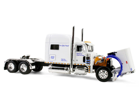 Peterbilt 379 with 70" Mid-Roof Sleeper and Wilson Silverstar Livestock Trailer "National Carriers" White "Legacy Series #5" 1/64 Diecast Model by DCP/First Gear-0