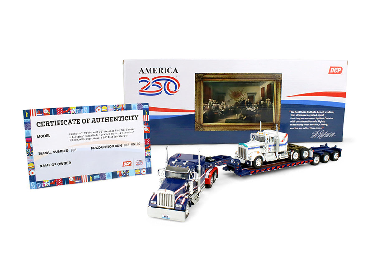 Peterbilt 379 with 70" Mid-Roof Sleeper and Wilson Silverstar Livestock Trailer "National Carriers" White "Legacy Series #5" 1/64 Diecast Model by DCP/First Gear by First Gear