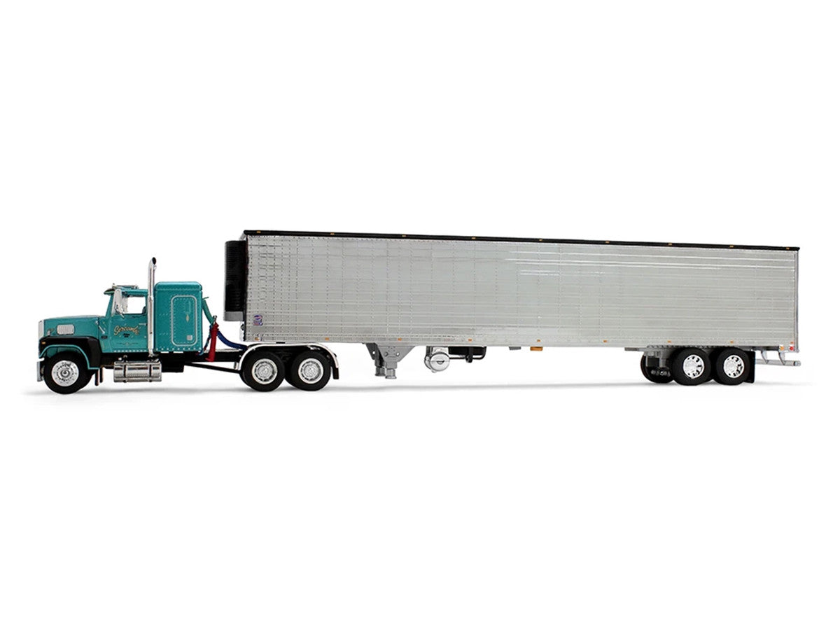 Ford LTL 9000 with 48" Flat Top Sleeper and 53' Utility Trailer with Reefer "Red’s Favorites - Tom Sercombe" Turquoise Metallic 1/64 Diecast Model by First Gear-2