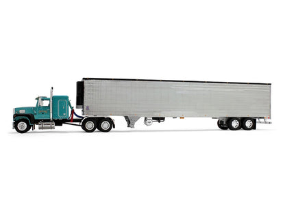 Ford LTL 9000 with 48" Flat Top Sleeper and 53' Utility Trailer with Reefer "Red’s Favorites - Tom Sercombe" Turquoise Metallic 1/64 Diecast Model by First Gear-2