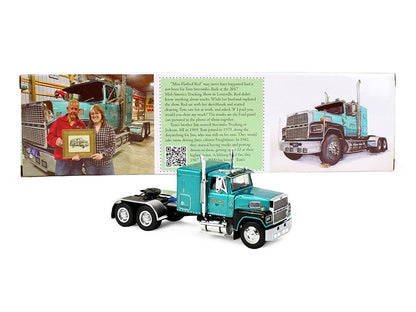 Ford LTL 9000 with 48" Flat Top Sleeper and 53' Utility Trailer with Reefer "Red’s Favorites - Tom Sercombe" Turquoise Metallic 1/64 Diecast Model by First Gear-4