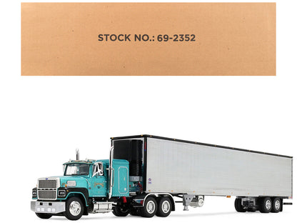 Ford LTL 9000 with 48" Flat Top Sleeper and 53' Utility Trailer with Reefer "Red’s Favorites - Tom Sercombe" Turquoise Metallic 1/64 Diecast Model by First Gear-0