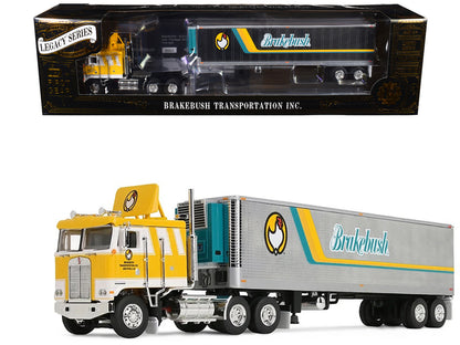 Kenworth K100 COE Flat Top and 40' Vintage Trailer with Reefer "Brakebush" Yellow with White Grpahics "Legacy Series #6" 1/64 Diecast Model by First Gear-0