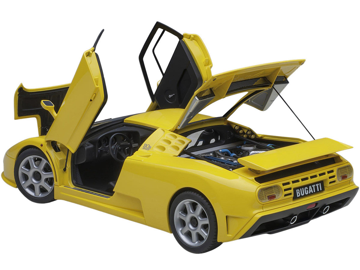Bugatti EB110 SS Super Sport Giallo Bugatti Yellow with Silver Wheels 1/18 Model Car by Autoart by Autoart