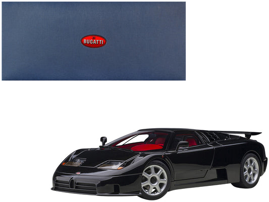 Bugatti EB110 SS Super Sport Nero Vernice Black with Red Interior and Silver Wheels 1/18 Model Car by Autoart by Autoart