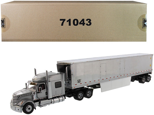 International LoneStar Sleeper Cab Silver with 53' Reefer Refrigerated Chrome Plated Van Trailer "Transport Series" 1/50 Diecast Model by Diecast Masters by Diecast Masters