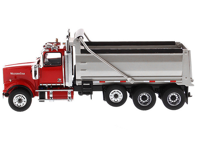 Western Star 4900 SF Dump Truck Red and Silver 1/50 Diecast Model by Diecast Masters by Diecast Masters
