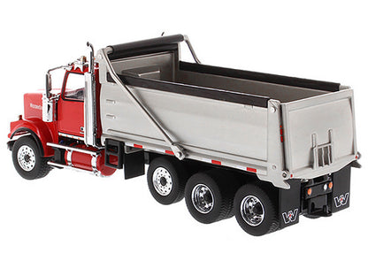 Western Star 4900 SF Dump Truck Red and Silver 1/50 Diecast Model by Diecast Masters by Diecast Masters