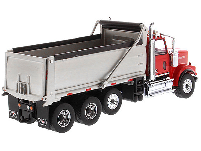Western Star 4900 SF Dump Truck Red and Silver 1/50 Diecast Model by Diecast Masters by Diecast Masters