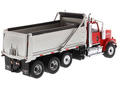 Western Star 4900 SF Dump Truck Red and Silver 1/50 Diecast Model by Diecast Masters by Diecast Masters