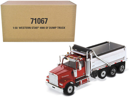 Western Star 4900 SF Dump Truck Red and Silver 1/50 Diecast Model by Diecast Masters by Diecast Masters