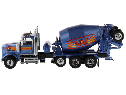Western Star 4900 with Bridgemaster McNeilus Mixer Blue Metallic "Transport Series" 1/50 Diecast Model by Diecast Masters by Diecast Masters