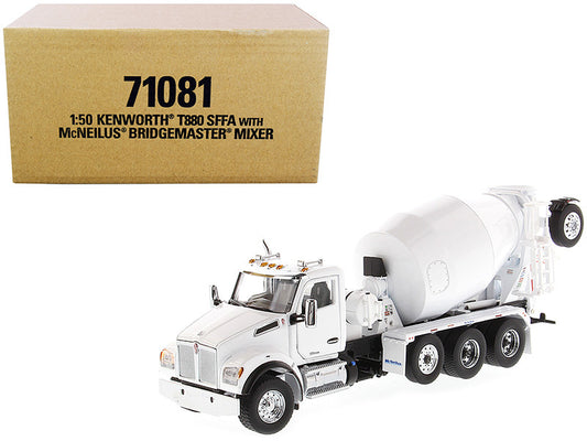 Kenworth T880 SFFA with McNeilus Bridgemaster Concrete Mixer White "Transport Series" 1/50 Diecast Model by Diecast Masters by Diecast Masters