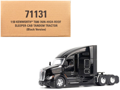 Kenworth T680 76" High Roof Sleeper Cab Truck Tractor Black "Transport Series" 1/50 Diecast Model by Diecast Masters by Diecast Masters